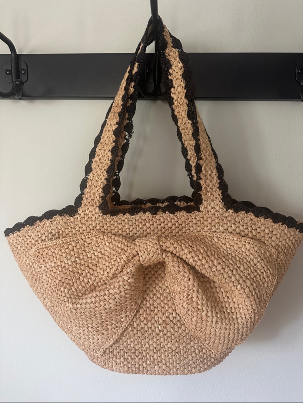 Kate Spade for Target Woven Straw Tote Bag with Black Trim - Women Bags
